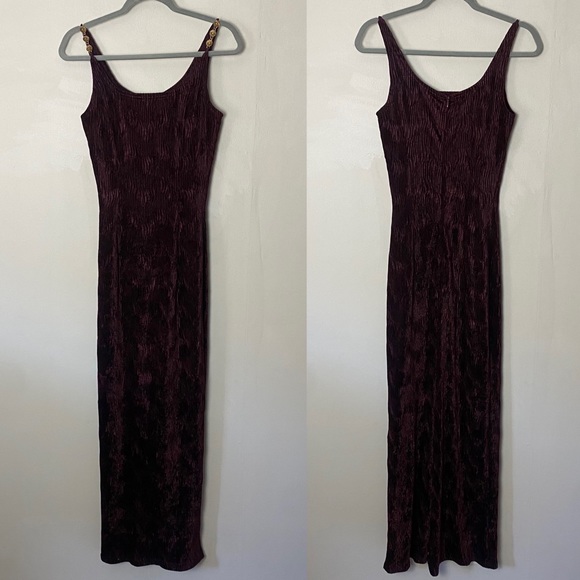 Jessica McClintock Gunne Sax Vintage Velvet Textured Boho Witchcore Maxi Dress - Picture 2 of 12